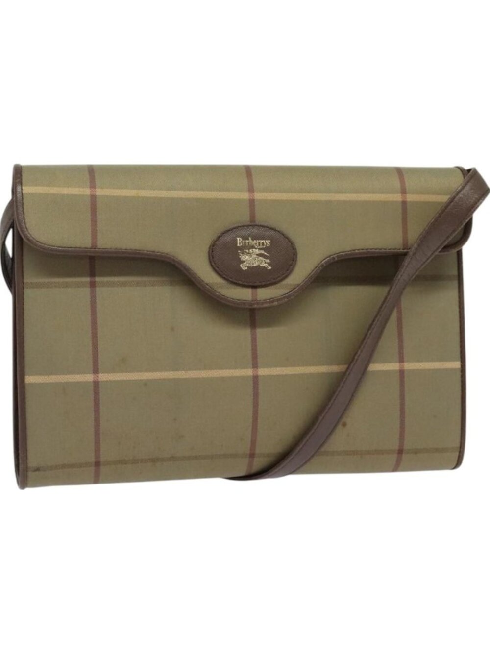 Burberrys Nova Check Shoulder Bag Canvas Beige Gold